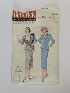 Butterick #6450 Sewing Pattern Bust 30 Size 12